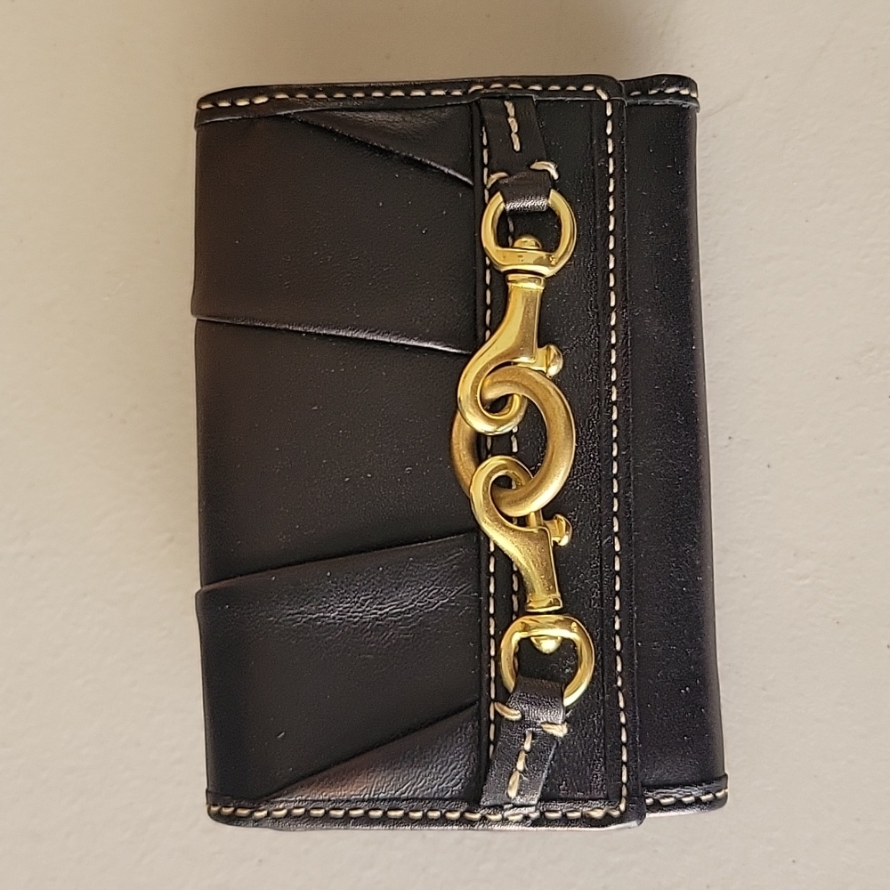 Coach Black Wallet with Gold Accents